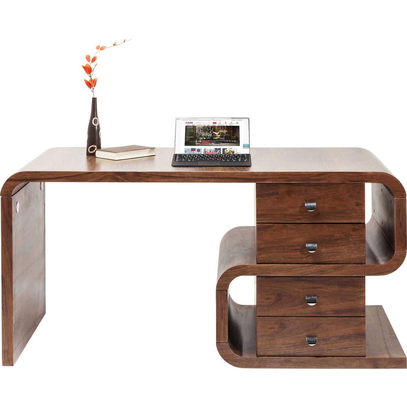 Brun Kare Design Soft Snake Skrivebord med 4 Skuffer