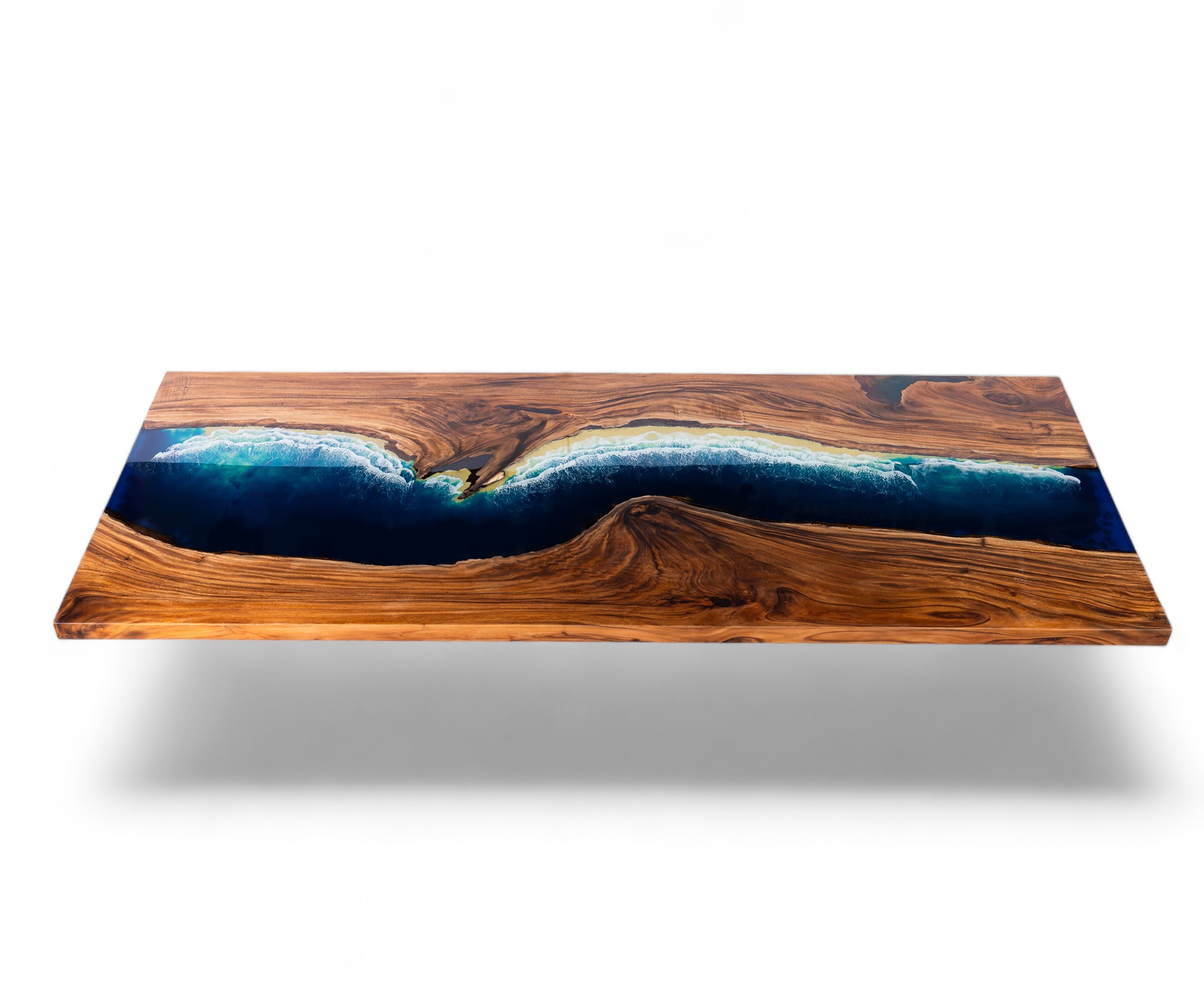 Unikt Epoxy Spisebord Beachyriver 250x100cm - Gratis Levering