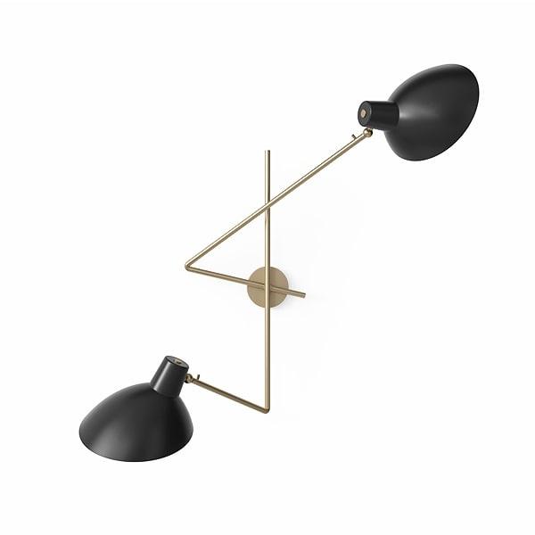Sort Astep Cinquanta Væglampe Twin i Messing - Designklassiker
