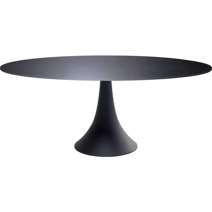 Elegant Oval Spisebord i Sort Keramik og Aluminium