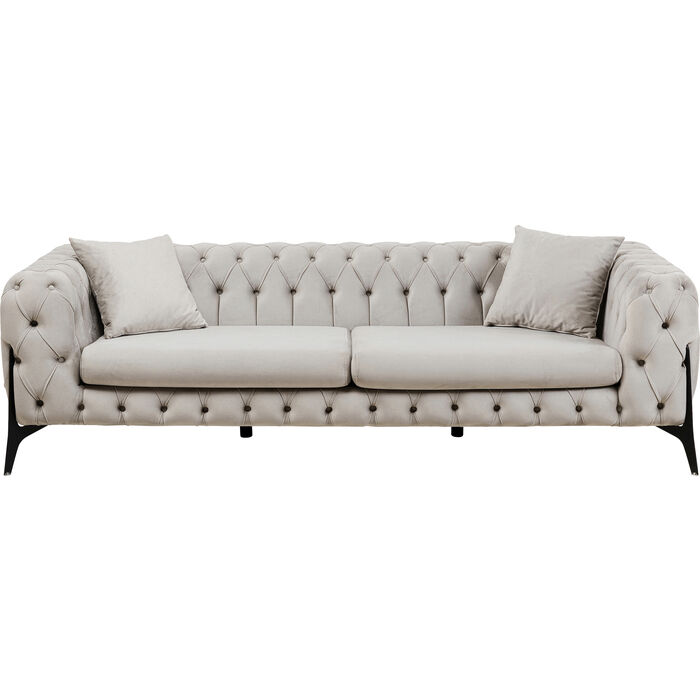 Beige Chesterfield Sofa med Puder i Fløjl fra Kare Design