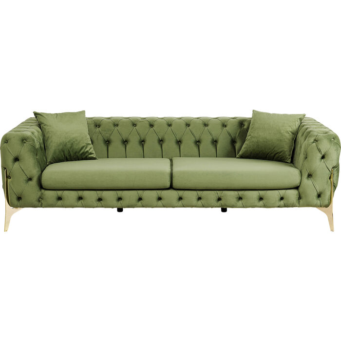 Grøn Chesterfield Sofa med Puder i Fløjl fra Kare Design