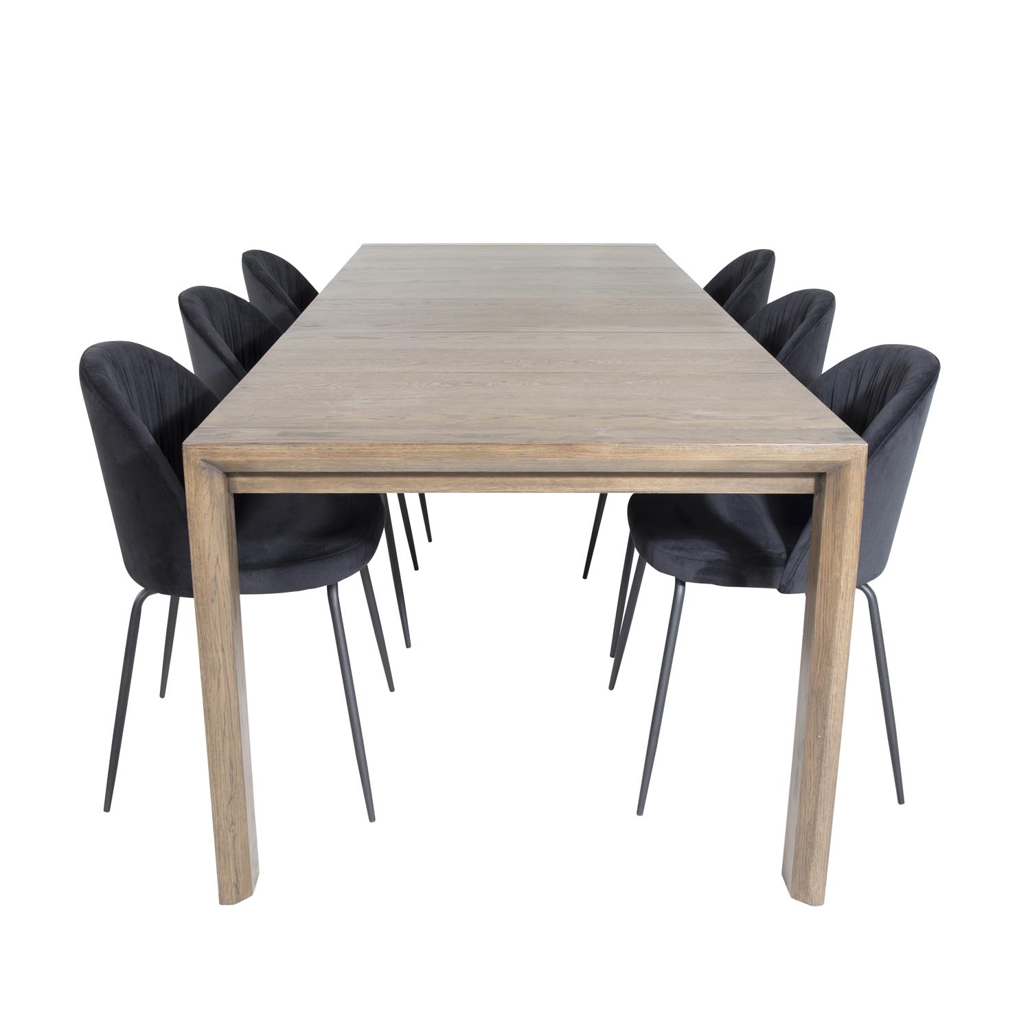 Slider Spisebordssæt med Stole - Sort Fløjl & Metal