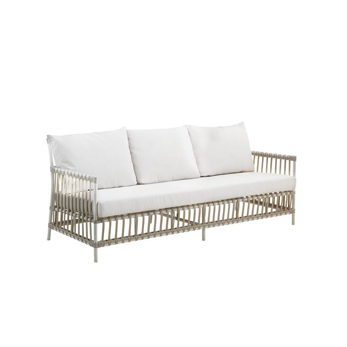 Sika Design Caroline 3-personers Sofa - Hvid, Inkl. Rygpuder