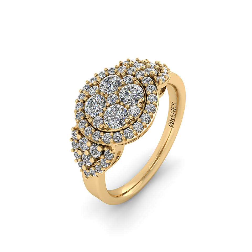 Flot Roset Guld Ring med Diamanter - Henrik Ørsnes Design